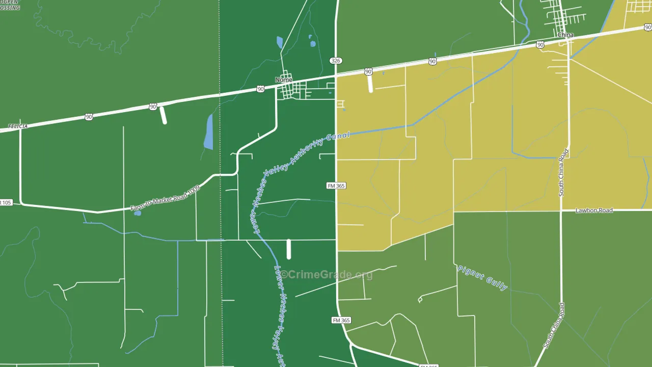Nome, TX Map of Drug-Related Crime Rates