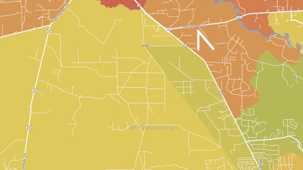 Nona, TX Map of Drug-Related Crime Rates