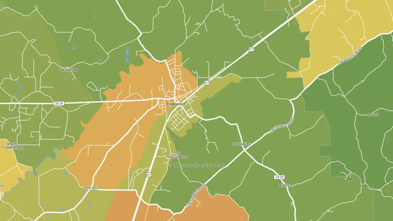 Nonaburg, TN Map of Drug-Related Crime Rates