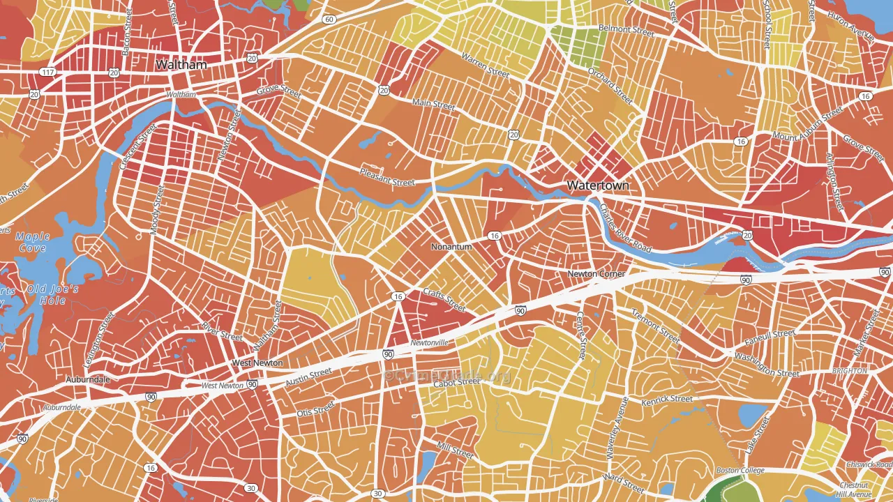 Nonantum, Newton, MA Map of Drug-Related Crime Rates