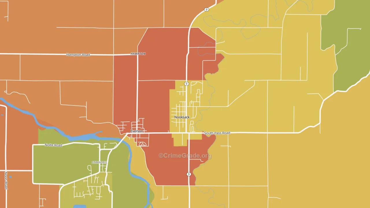 Nooksack, WA Map of Drug-Related Crime Rates