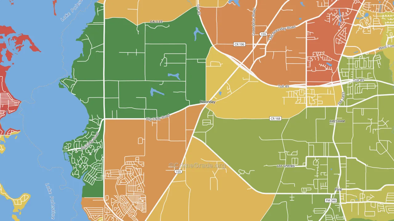 Noonday, TX Map of Drug-Related Crime Rates