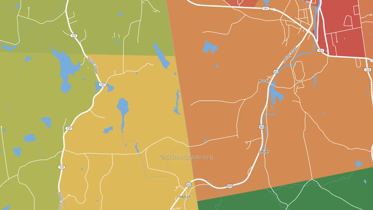 Noone, NH Map of Drug-Related Crime Rates