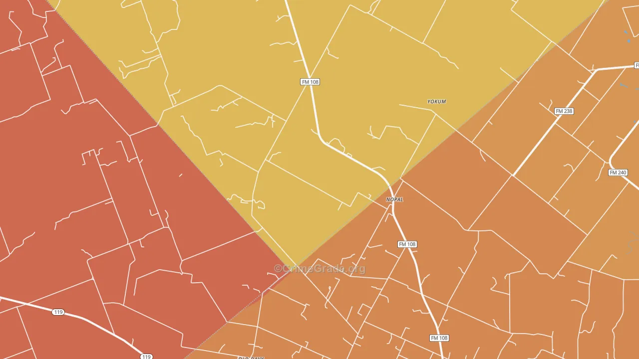 Nopal, TX Map of Drug-Related Crime Rates