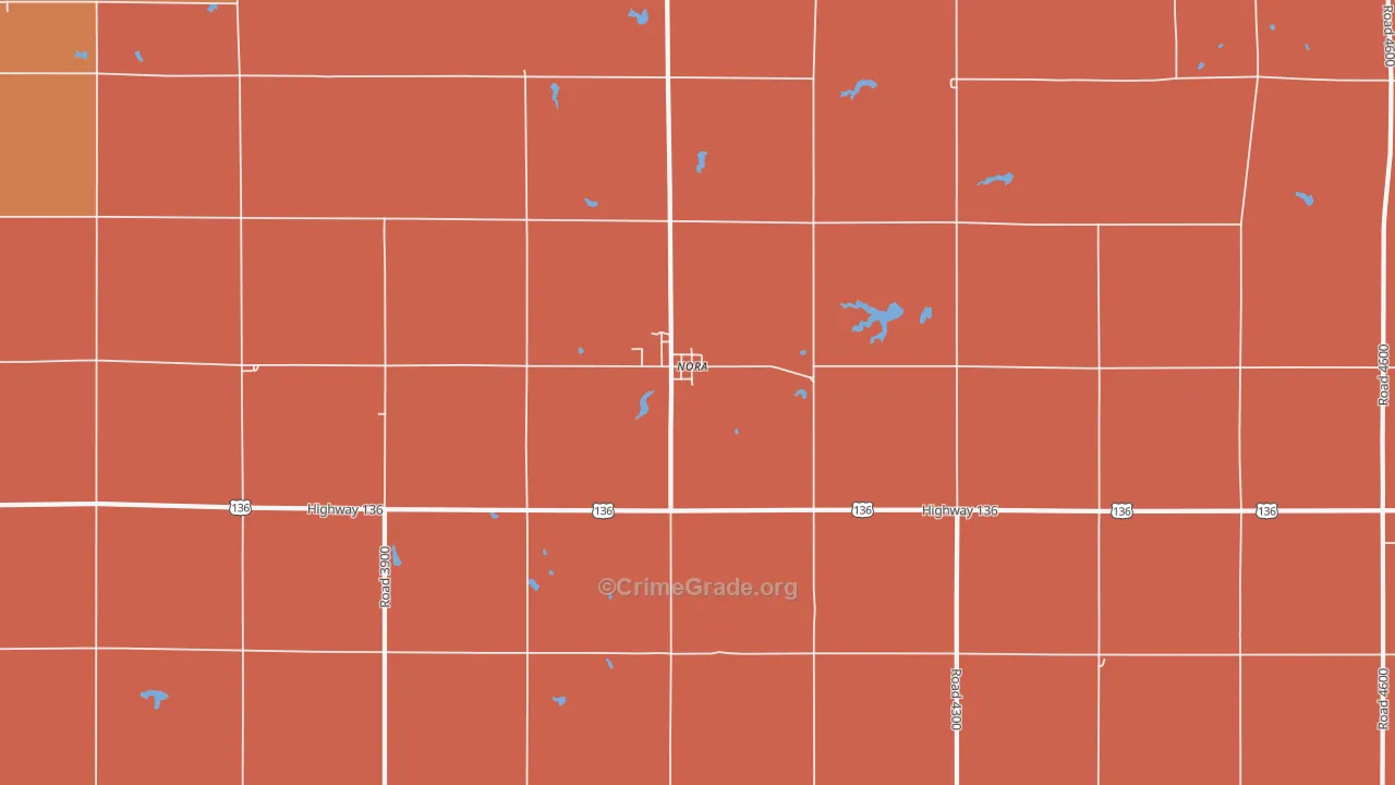 Nora, NE Map of Drug-Related Crime Rates