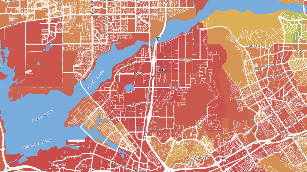 Norco, CA Map of Drug-Related Crime Rates