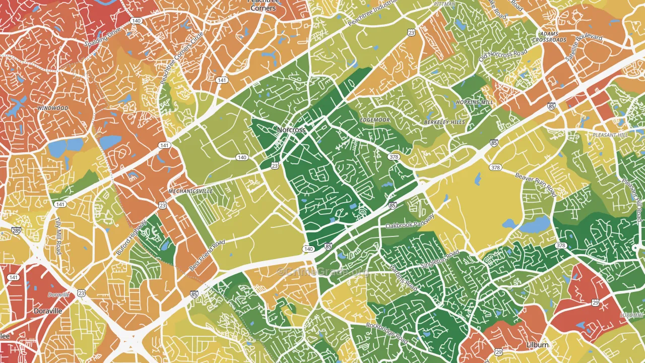 Norcross, GA Map of Drug-Related Crime Rates