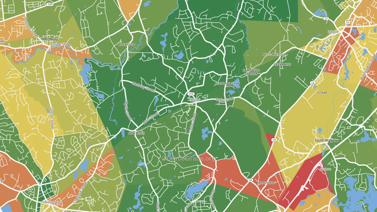 Norfolk, MA Map of Drug-Related Crime Rates