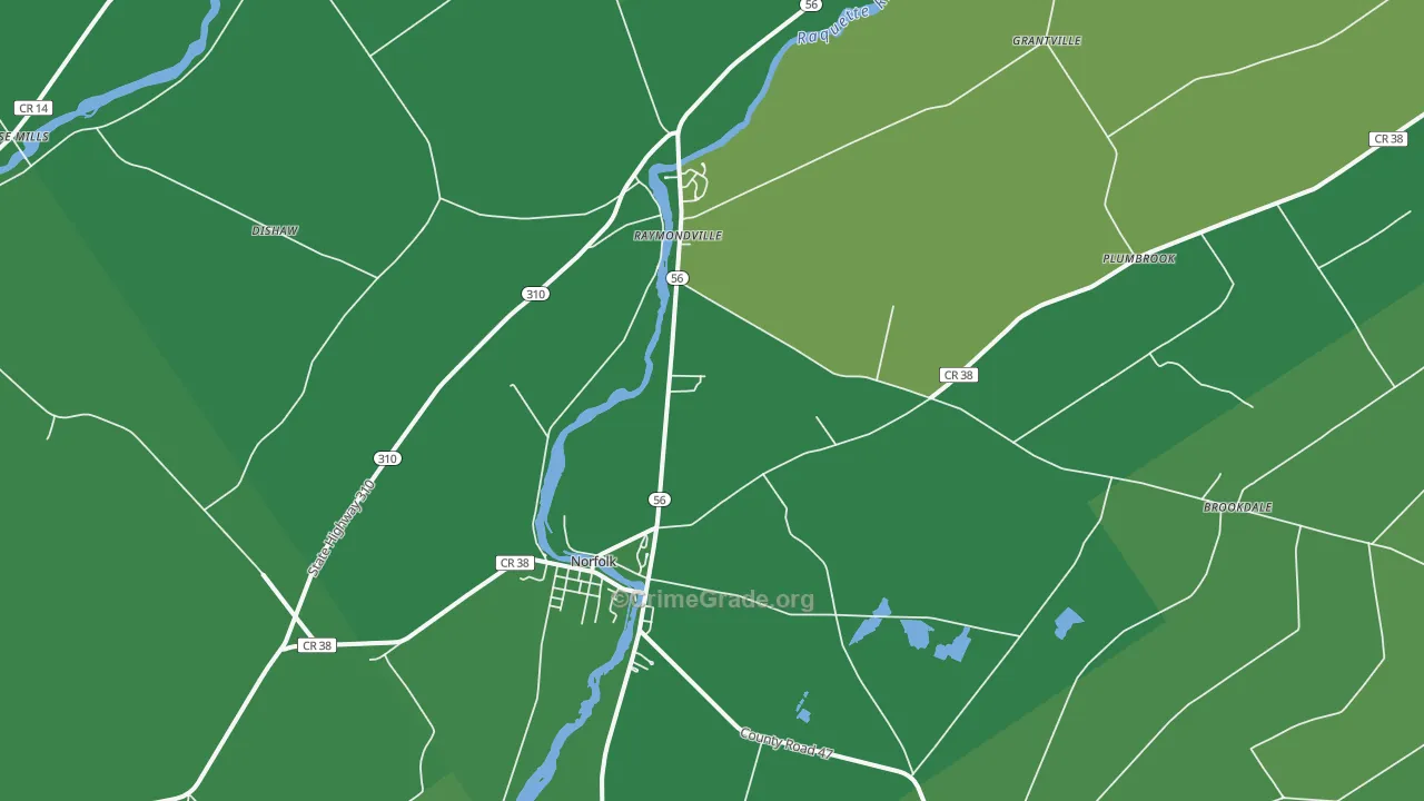 Norfolk, NY Map of Drug-Related Crime Rates