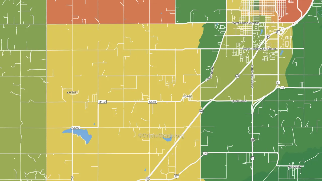 Norge, OK Map of Drug-Related Crime Rates