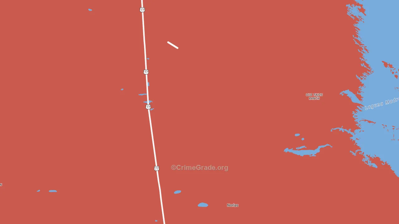 Norias, TX Map of Drug-Related Crime Rates