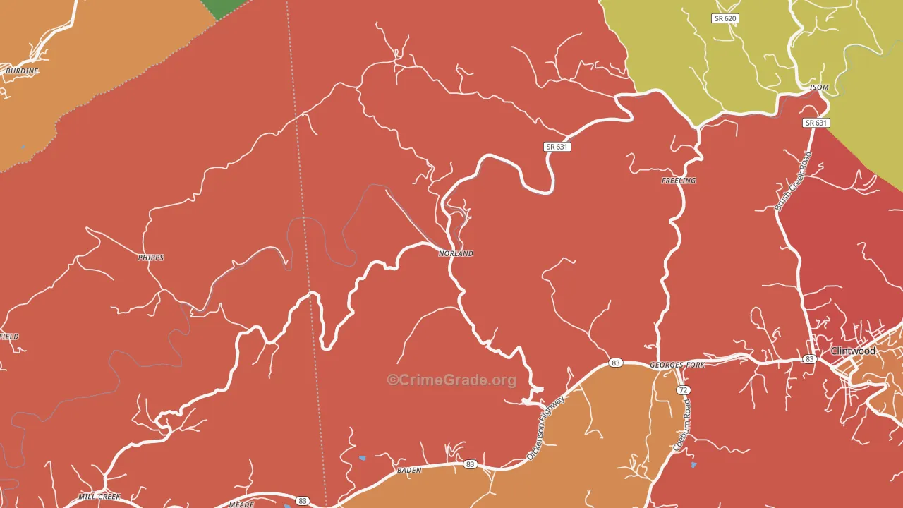 Norland, VA Map of Drug-Related Crime Rates