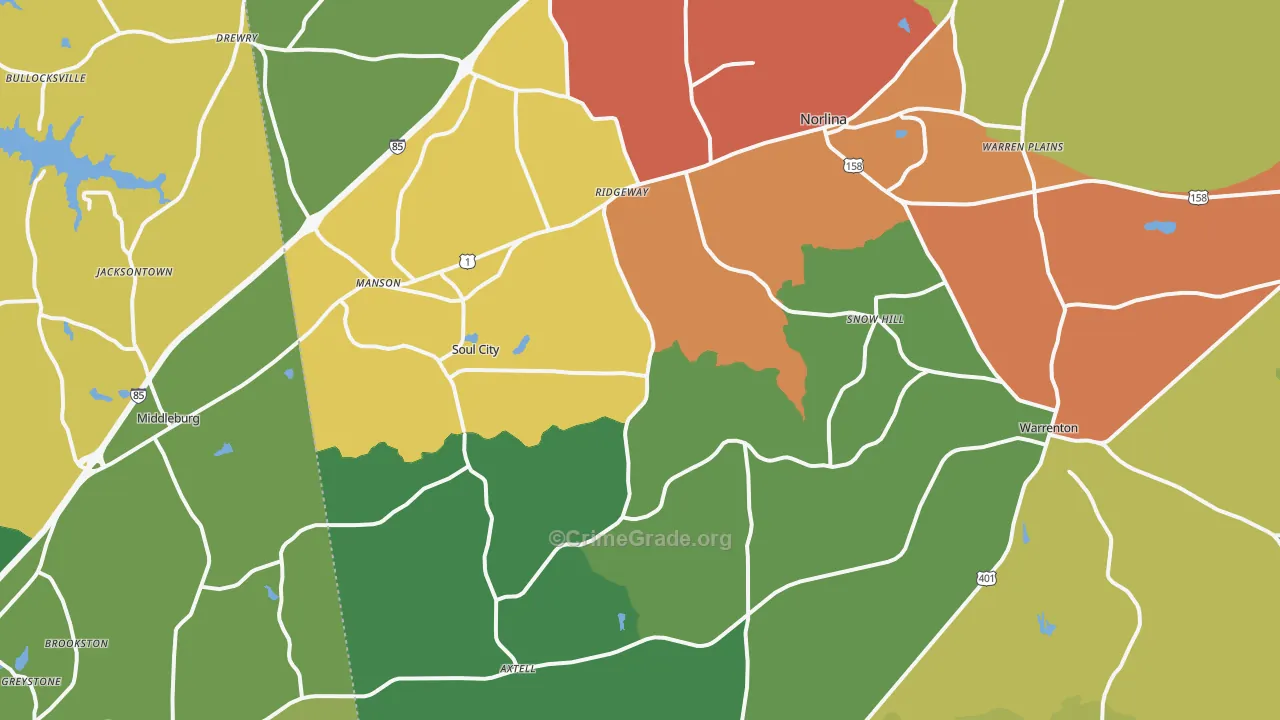 Norlina, NC Map of Drug-Related Crime Rates