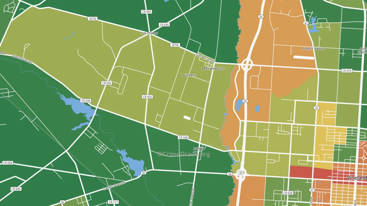 Norma, NJ Map of Drug-Related Crime Rates