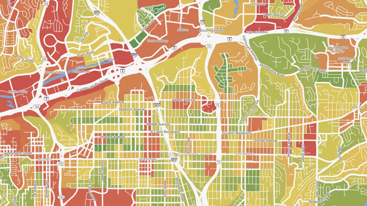 Normal Heights, San Diego, CA Map of Drug-Related Crime Rates