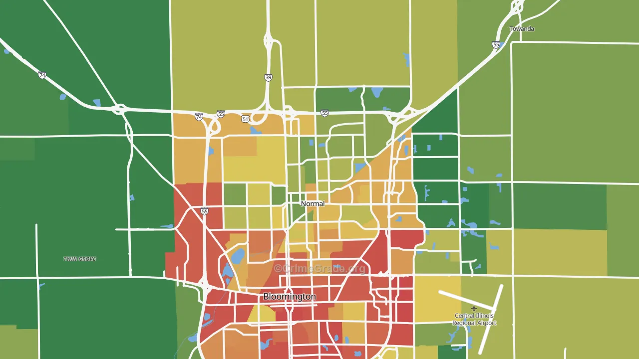 Normal, IL Map of Drug-Related Crime Rates