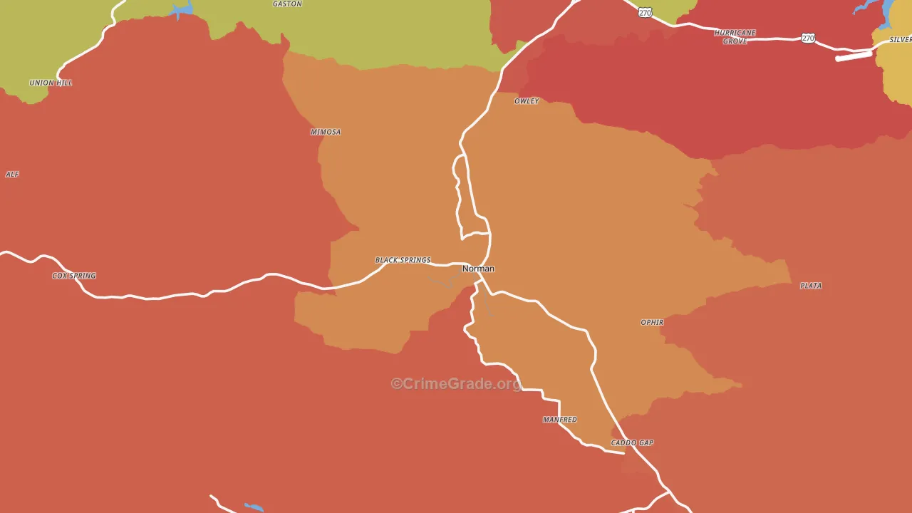 Norman, AR Map of Drug-Related Crime Rates