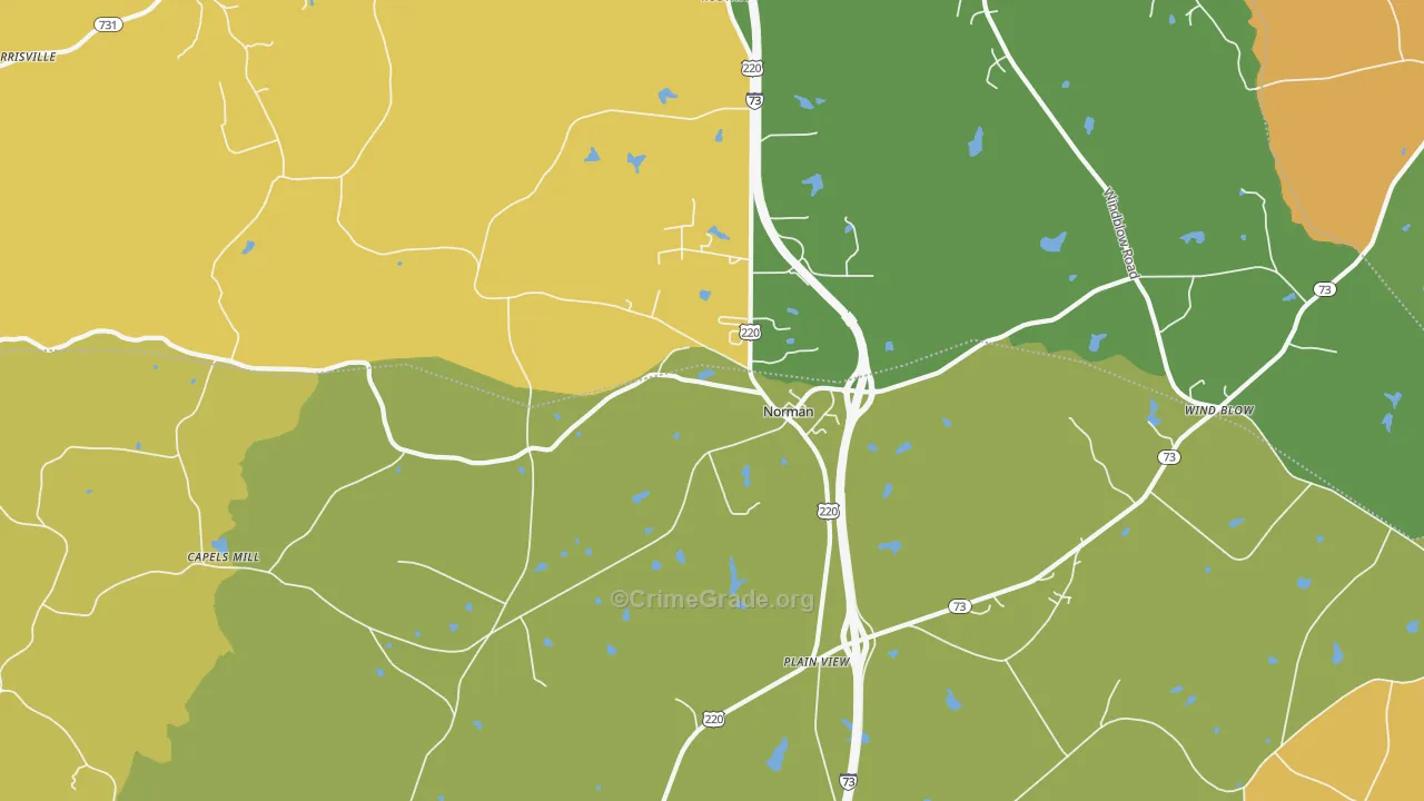 Norman, NC Map of Drug-Related Crime Rates