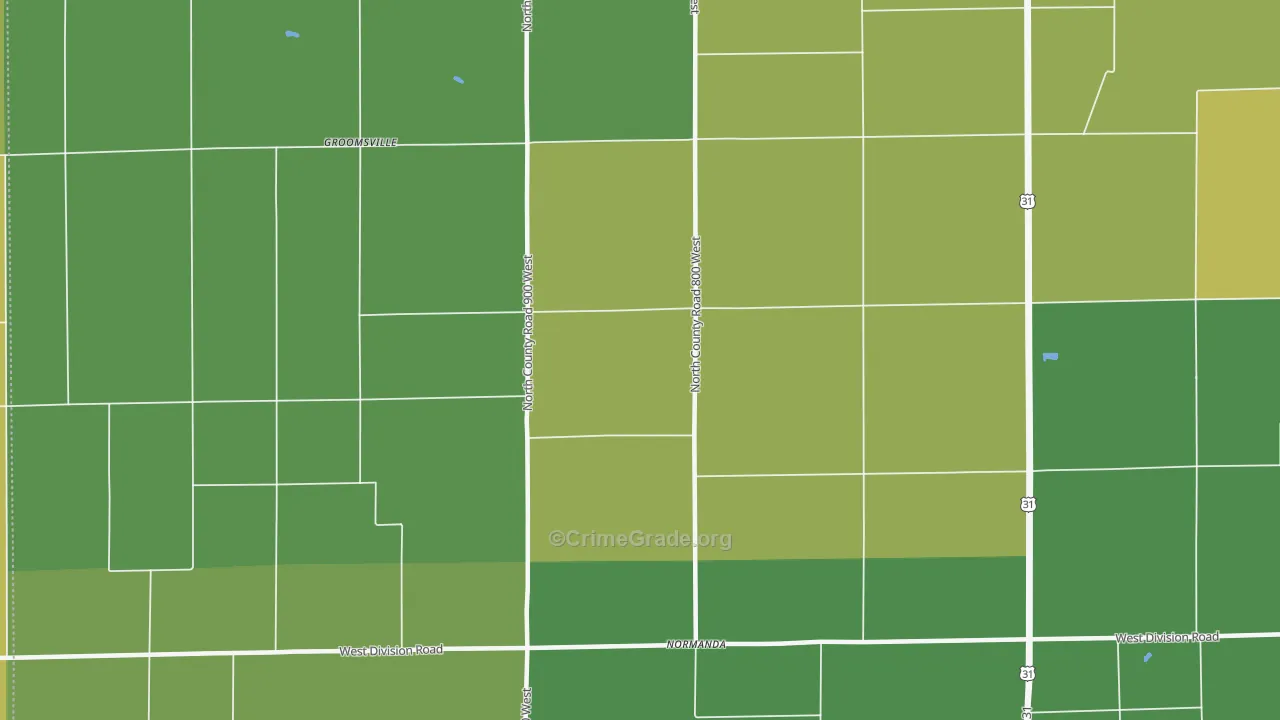 Normanda, IN Map of Drug-Related Crime Rates