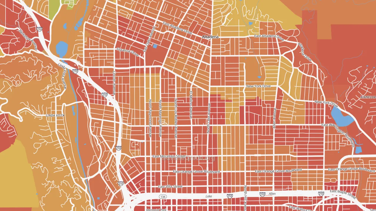 Normandie Heights, Pasadena, CA Map of Drug-Related Crime Rates