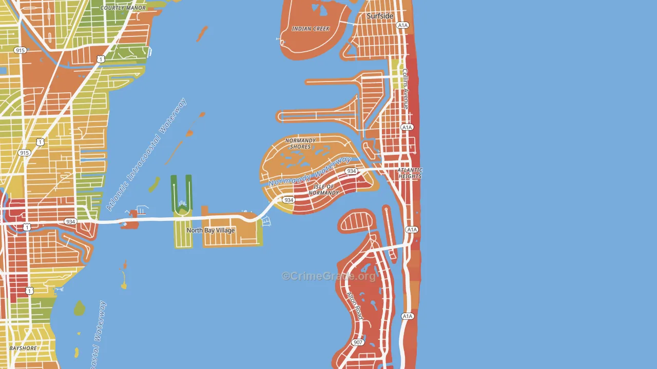 Normandy Isles, North Bay Village, FL Map of Drug-Related Crime Rates