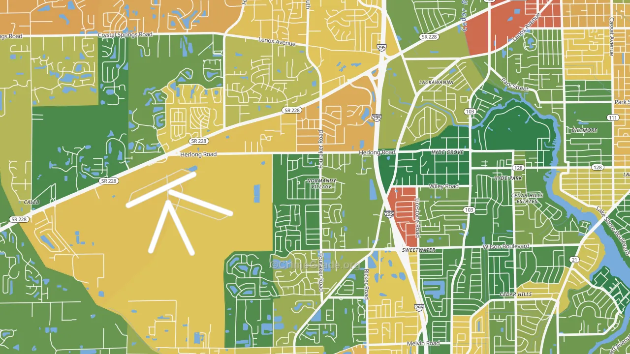 Normandy Manor, Jacksonville, FL Map of Drug-Related Crime Rates