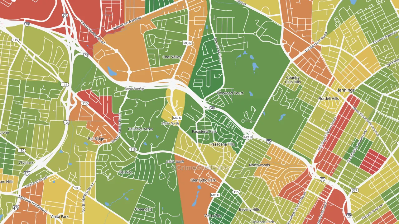 Normandy, MO Map of Drug-Related Crime Rates