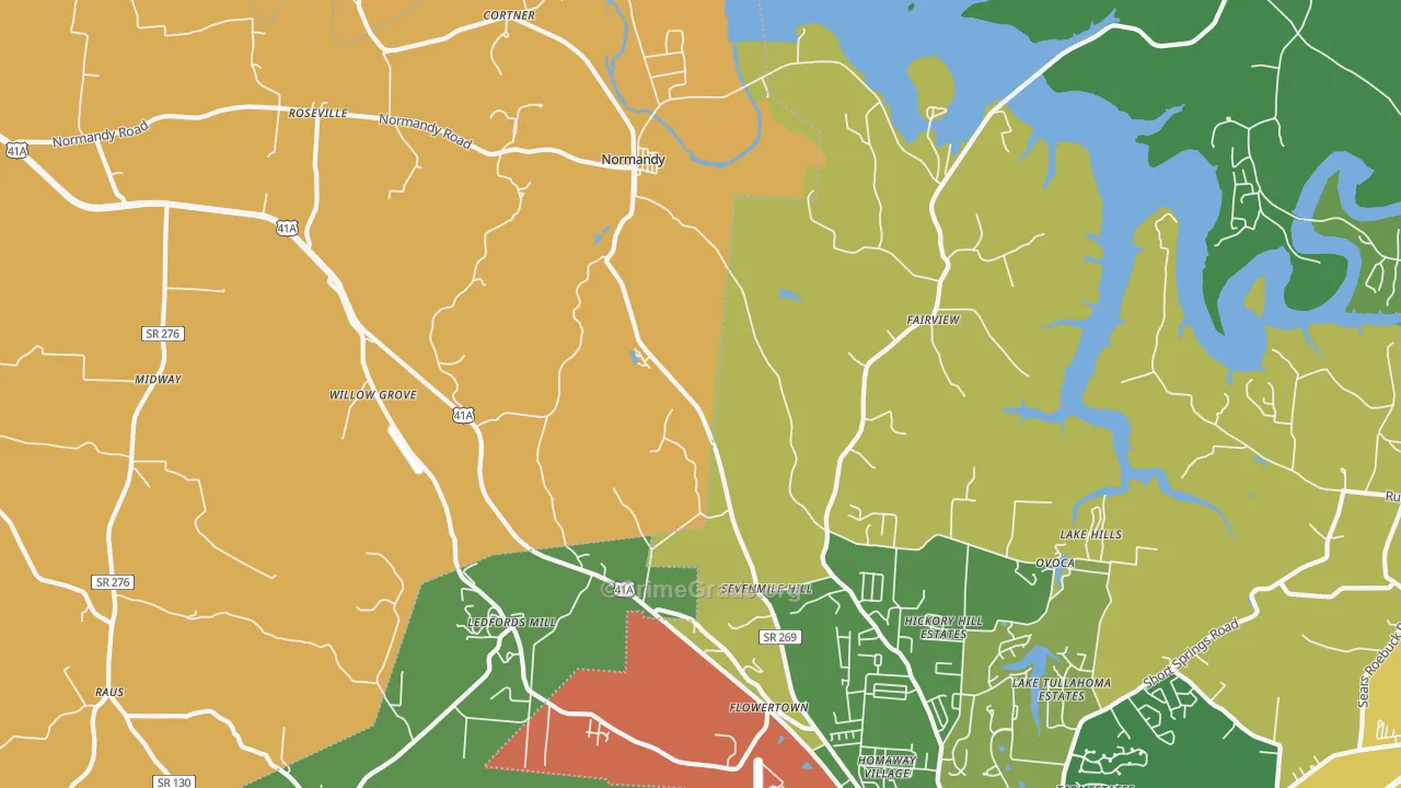 Normandy, TN Map of Drug-Related Crime Rates