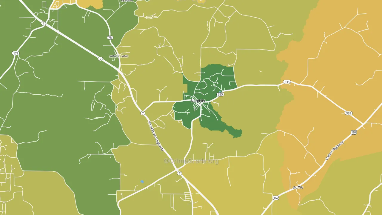Norphlet, AR Map of Drug-Related Crime Rates