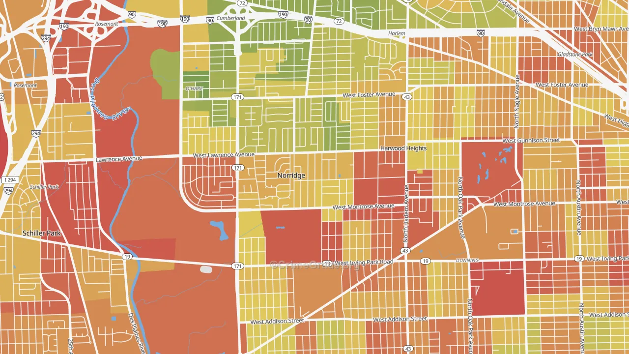 Norridge, IL Map of Drug-Related Crime Rates