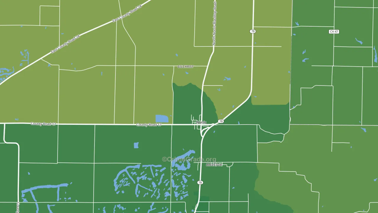 Norris, IL Map of Drug-Related Crime Rates