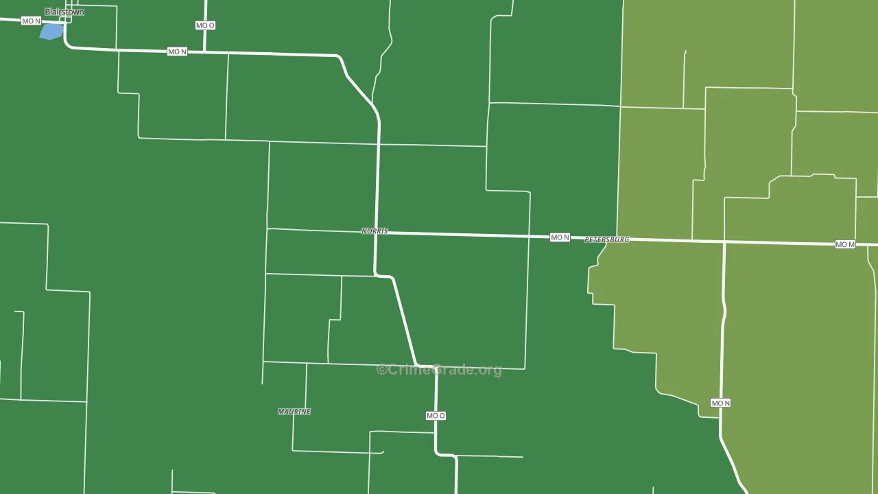 Norris, MO Map of Drug-Related Crime Rates
