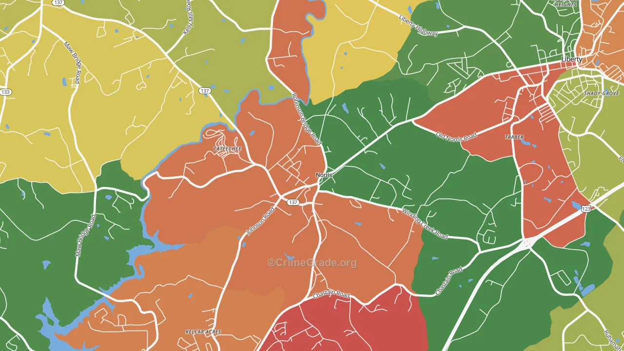 Norris, SC Map of Drug-Related Crime Rates
