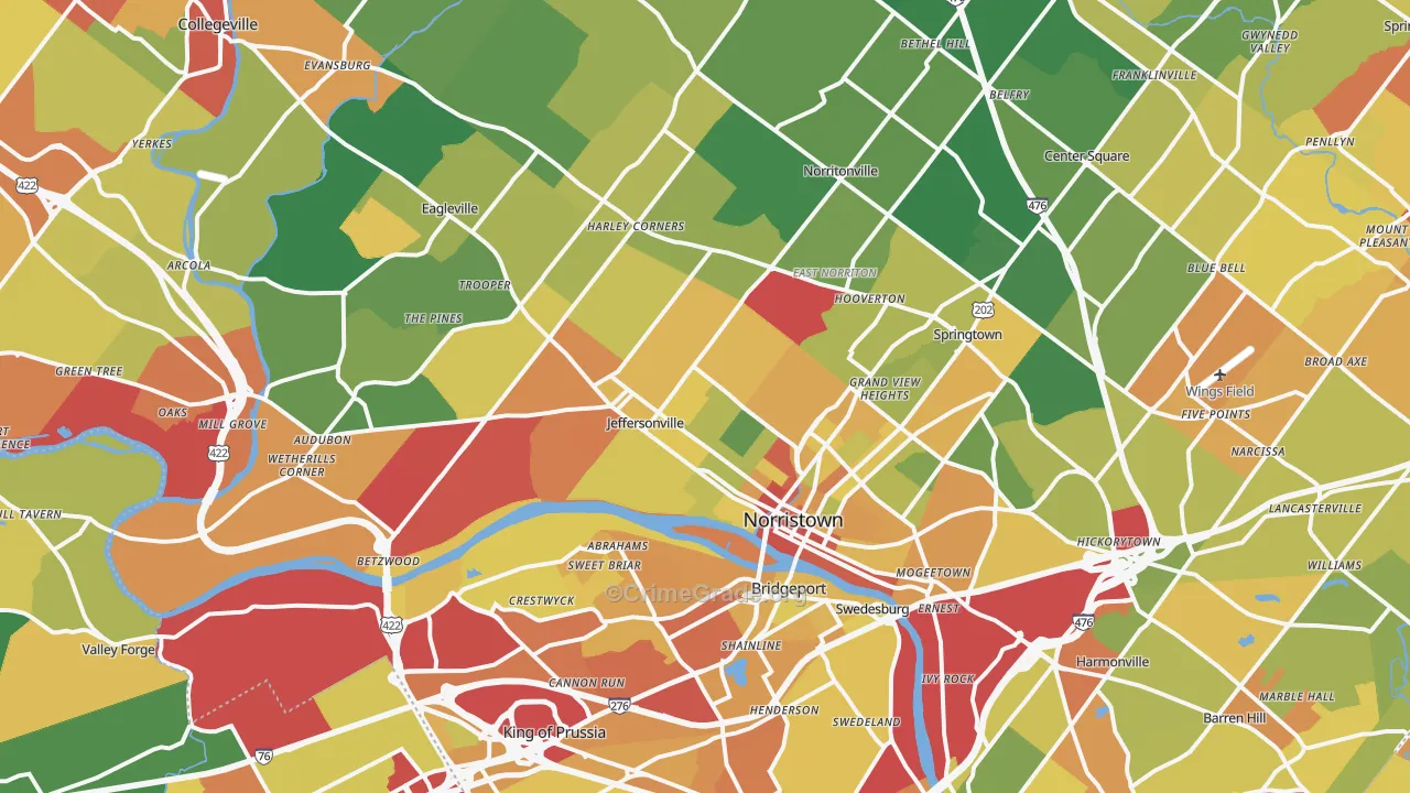 Norristown, PA Map of Drug-Related Crime Rates