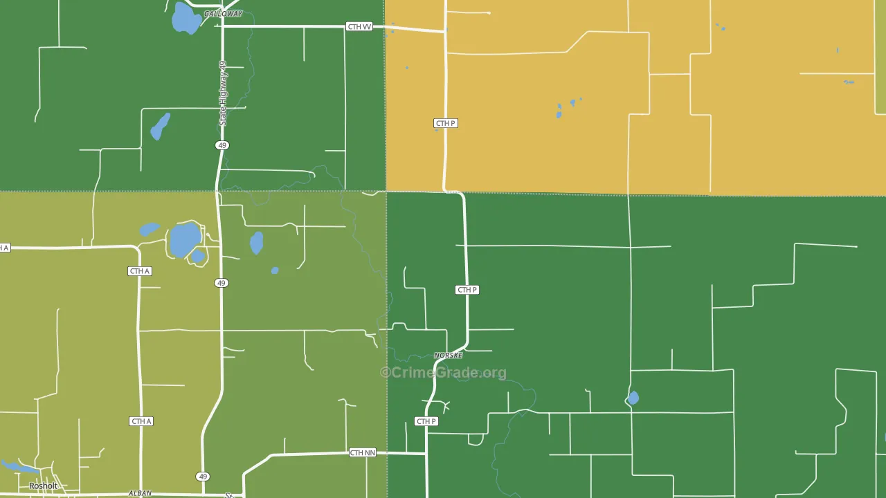 Norske, WI Map of Drug-Related Crime Rates