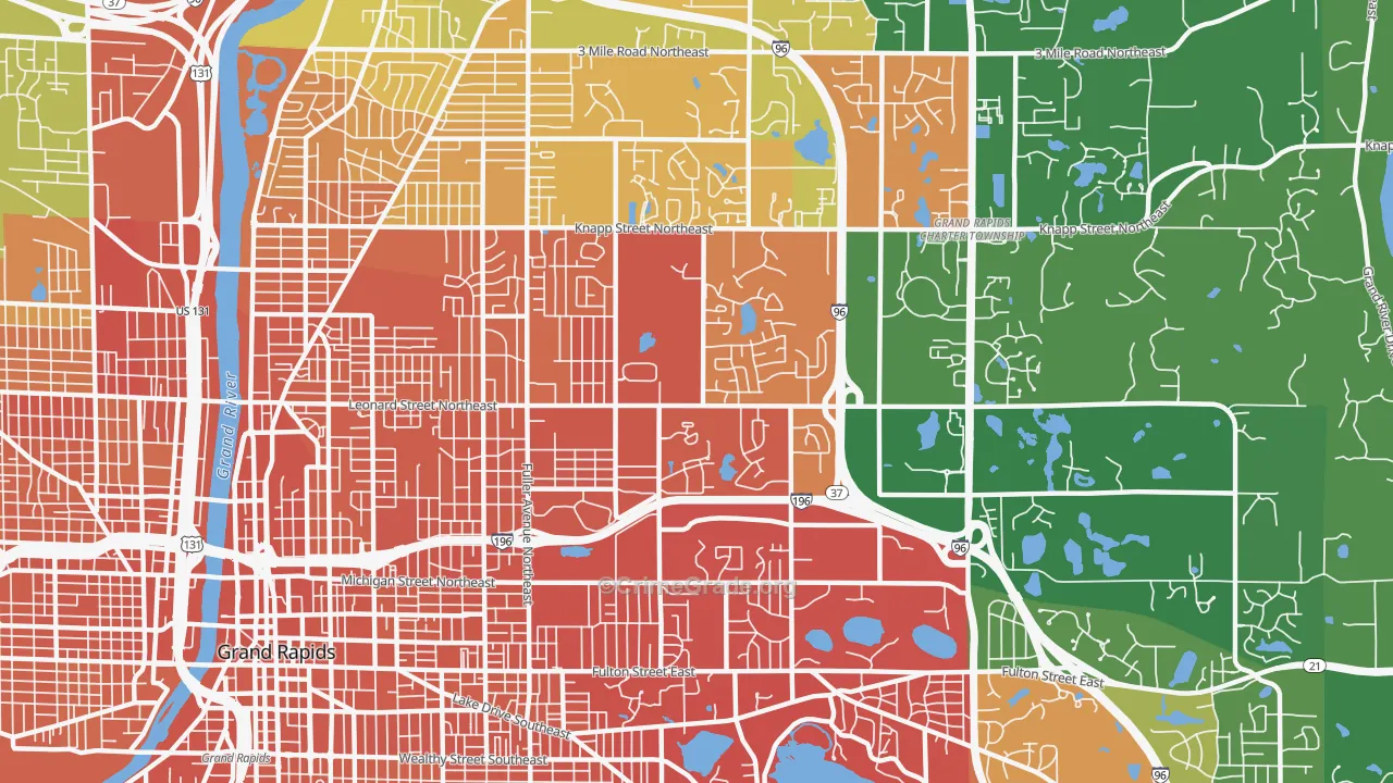 Norteast Citizens Action, Grand Rapids, MI Map of Drug-Related Crime Rates