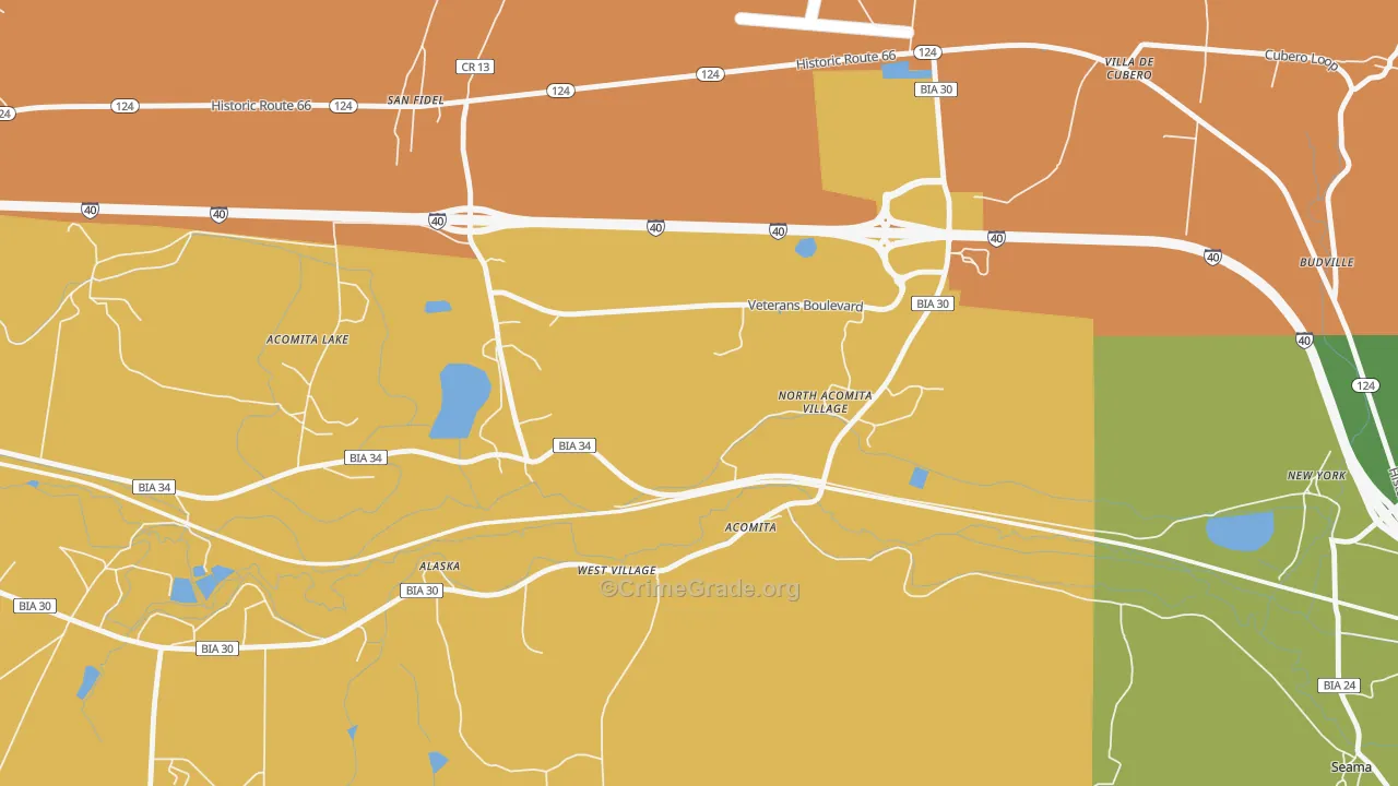 North Acomita Village, NM Map of Drug-Related Crime Rates