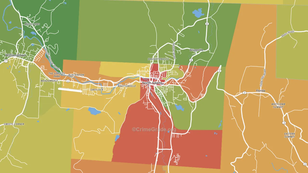 North Adams, MA Map of Drug-Related Crime Rates