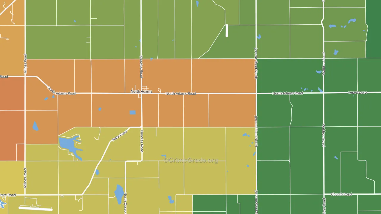 North Adams, MI Map of Drug-Related Crime Rates