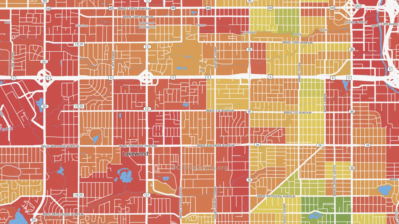 North Alameda, Lakewood, CO Map of Drug-Related Crime Rates