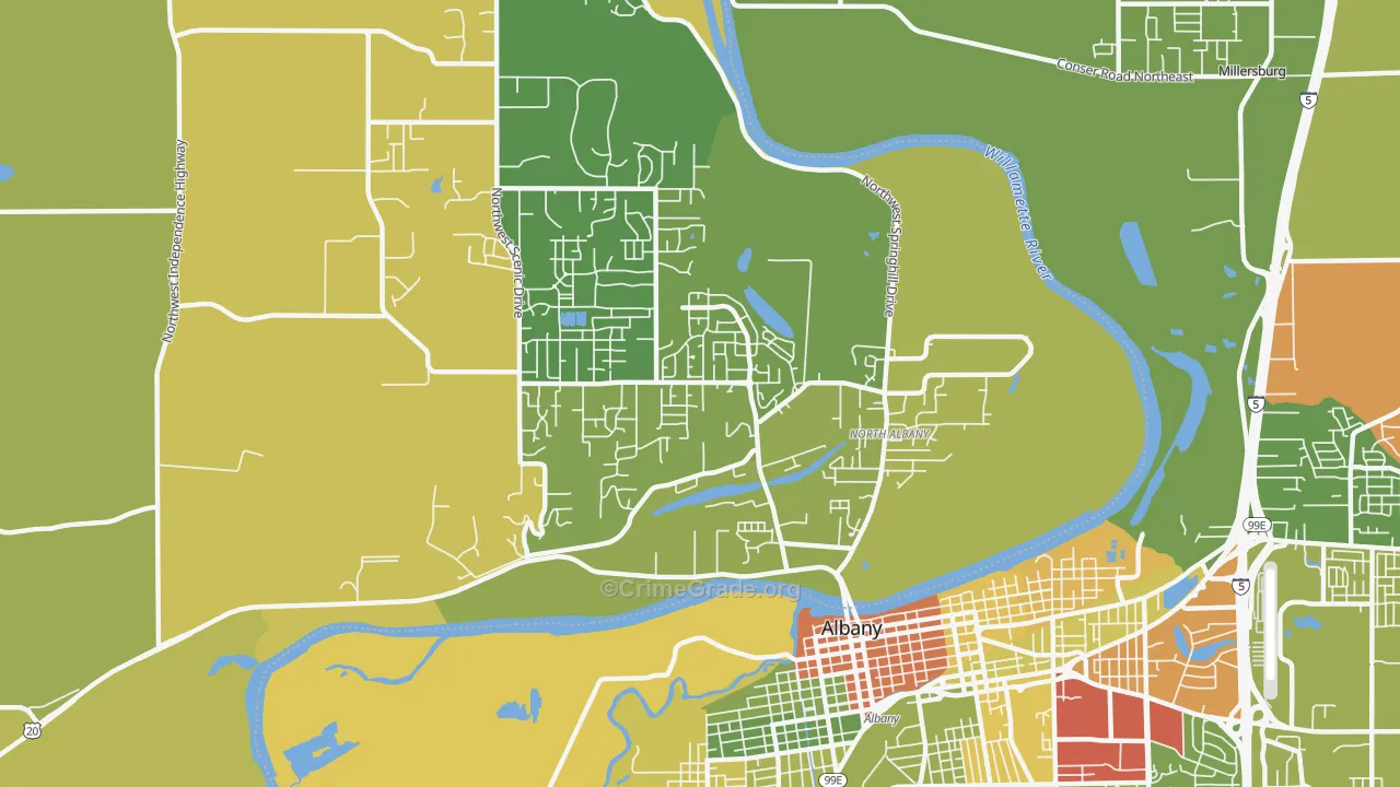 North Albany, Albany, OR Map of Drug-Related Crime Rates