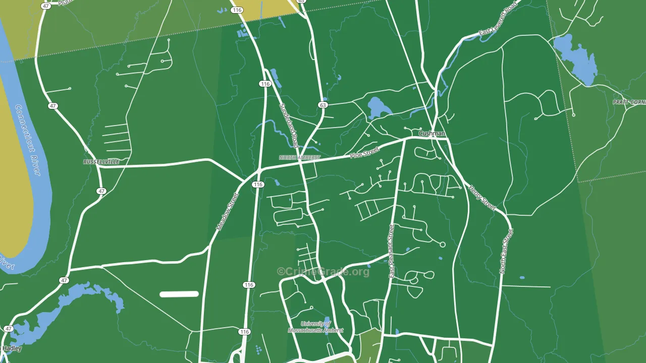 North Amherst, Amherst, MA Map of Drug-Related Crime Rates