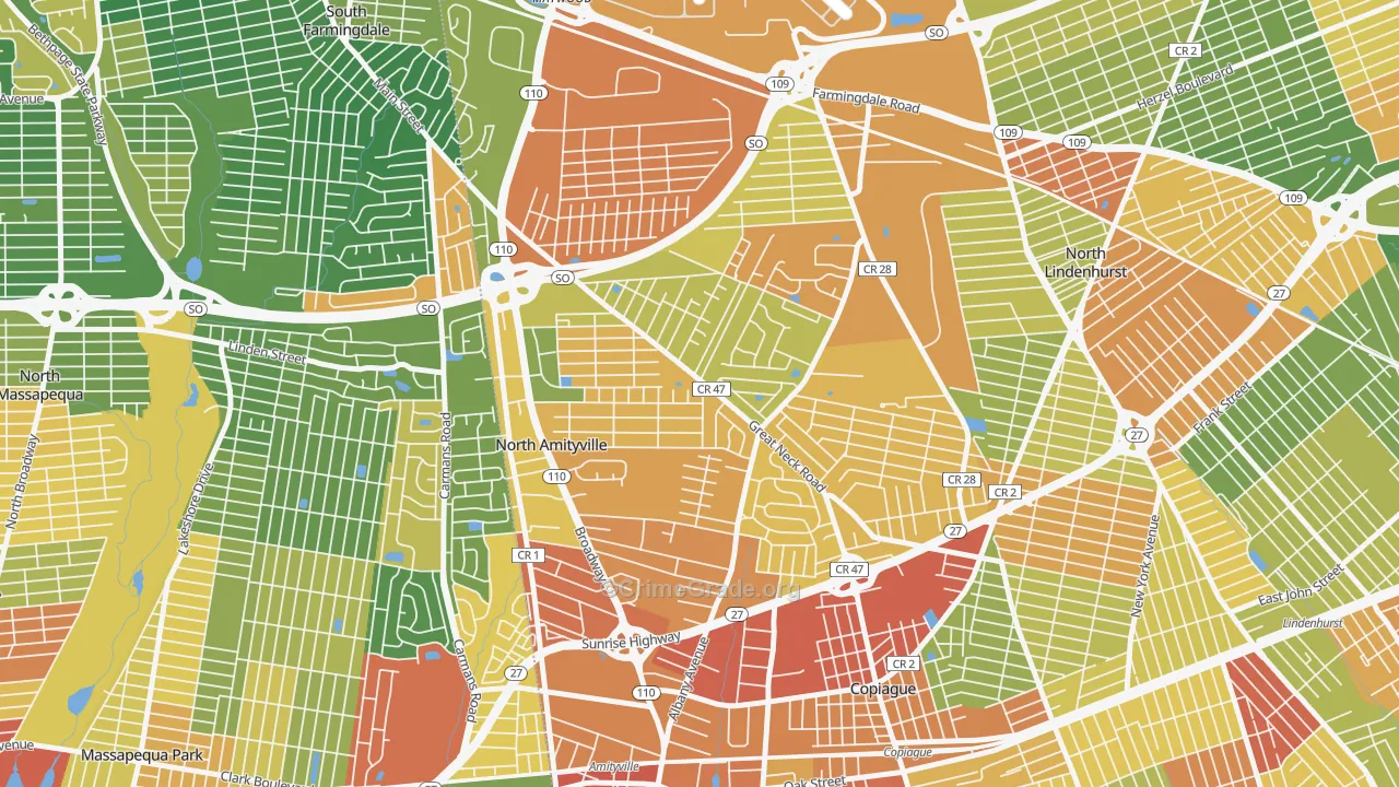North Amityville, NY Map of Drug-Related Crime Rates