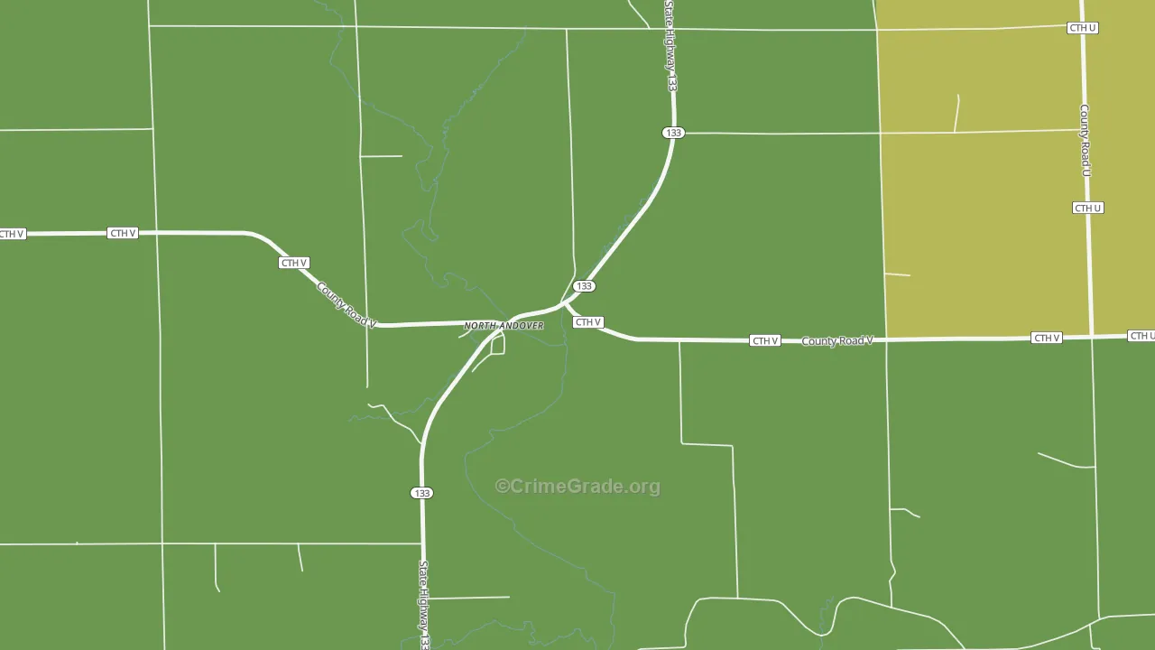 North Andover, WI Map of Drug-Related Crime Rates