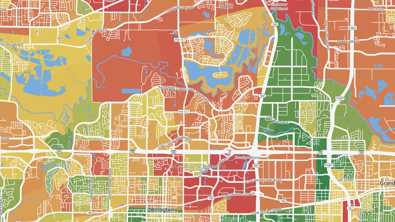 North Arlington, Arlington, TX Map of Drug-Related Crime Rates
