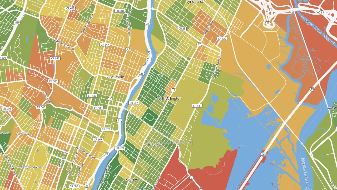 North Arlington, NJ Map of Drug-Related Crime Rates