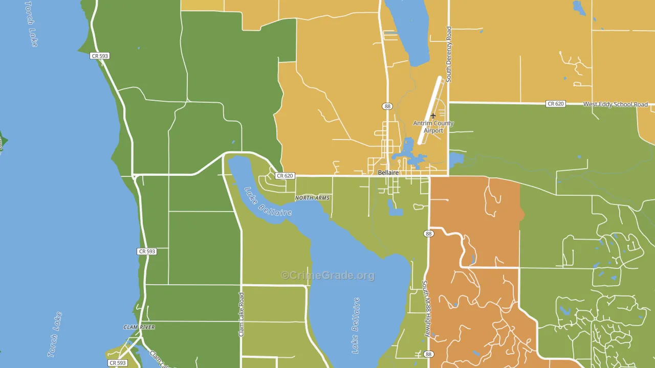 North Arms, MI Map of Drug-Related Crime Rates
