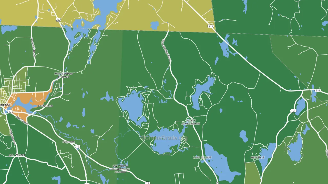North Ashburnham, MA Map of Drug-Related Crime Rates