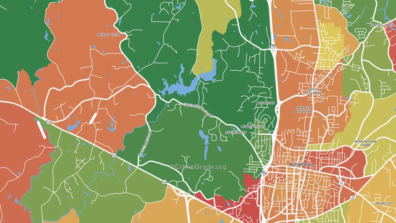 North Asheboro, NC Map of Drug-Related Crime Rates