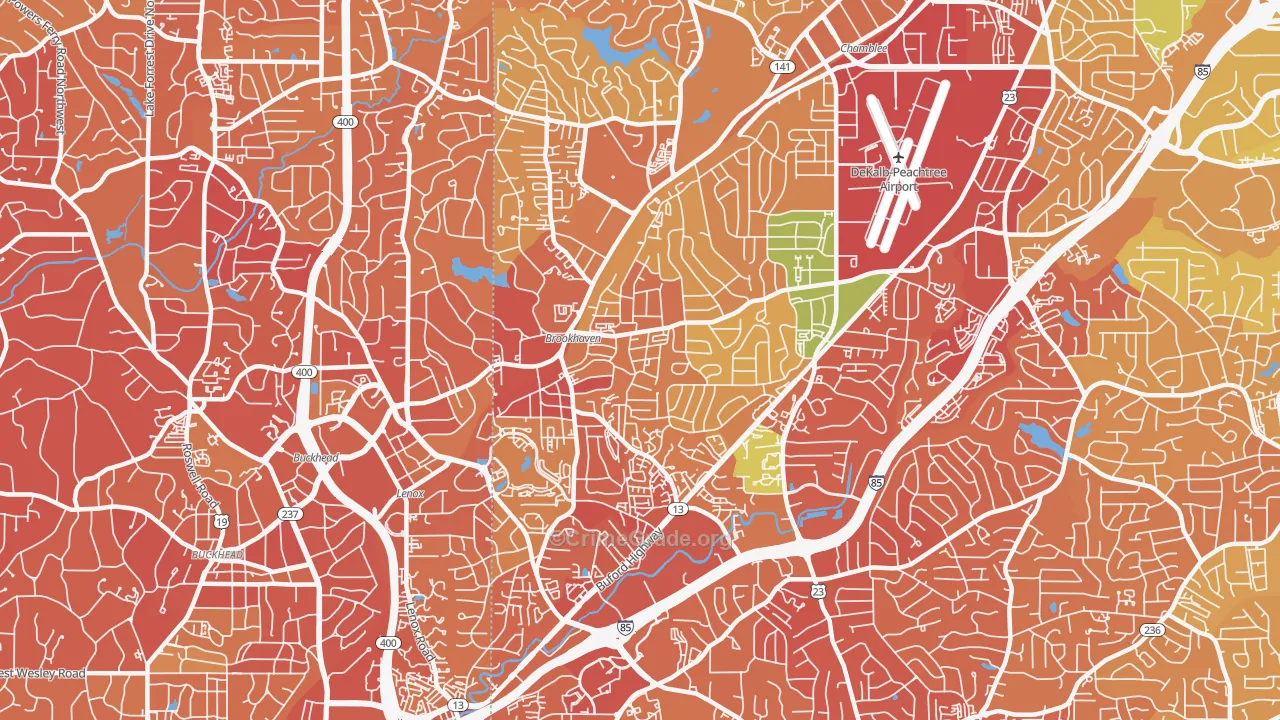 North Atlanta, GA Map of Drug-Related Crime Rates